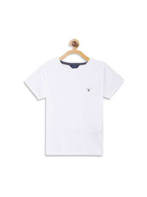 

GANT Unisex Kids White Solid Round Neck T-shirt