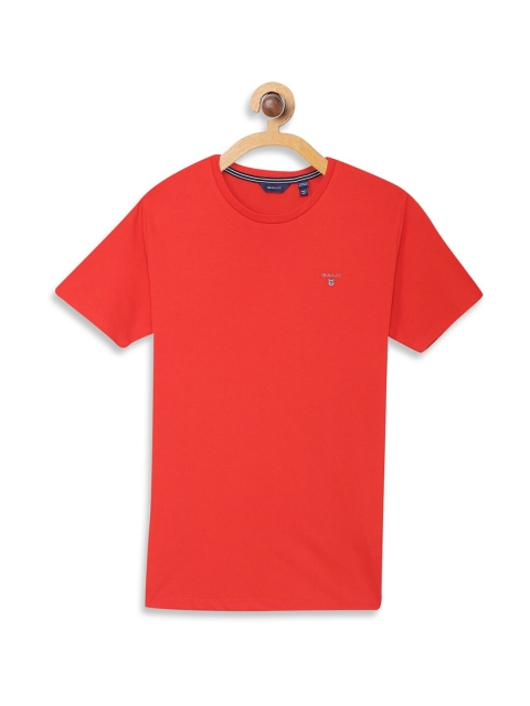 

GANT Boys Red Solid Round Neck T-shirt