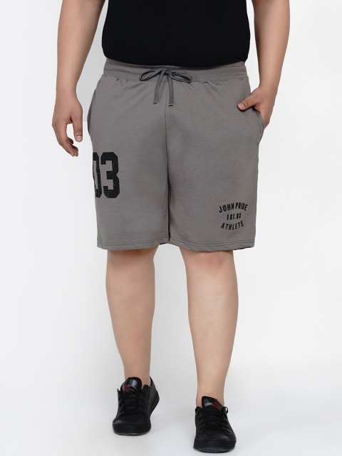 

John Pride Plus Size Men Grey Printed Regular Fit Mid-Rise Shorts
