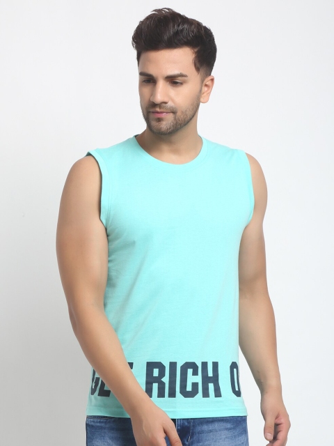 

Club York Men Sea Green Printed Round Neck T-shirt