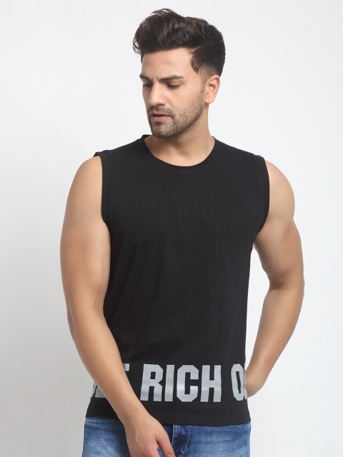 

Club York Men Black Printed Round Neck T-shirt