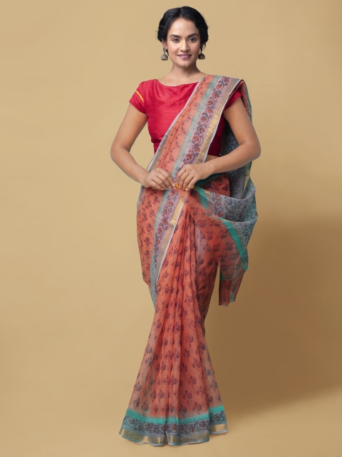 

Unnati Silks Peach-Coloured Pure Cotton Printed Kota Saree