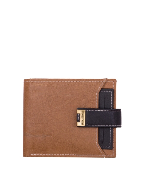 

Krosshorn Men Tan & Black Solid Two Fold Wallet