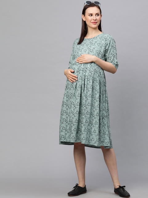

MomToBe Women Green Printed Maternity Dress