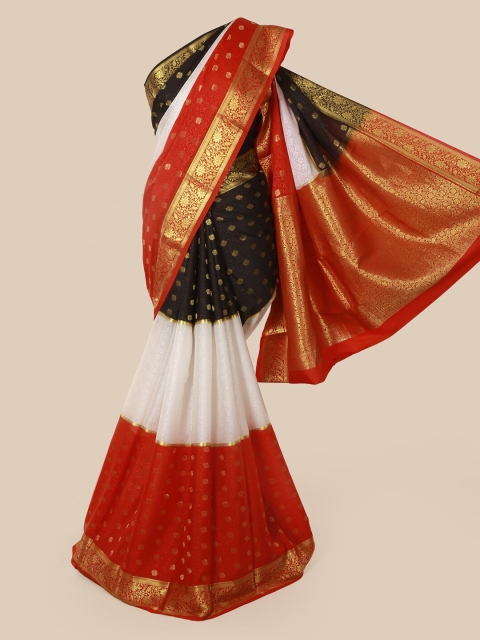 

Pothys Multicoloured Pure Silk Colourblocked Mysore Silk Saree, Multi