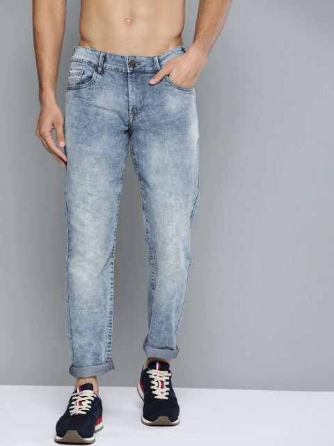 

HERE&NOW Men Blue Slim Fit Low-Rise Heavy Fade Acid Wash Jeans