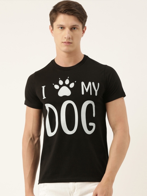 

QUANCIOUS Men Black Printed Round Neck Sustainable T-shirt