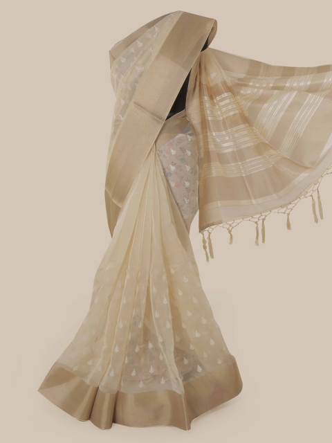 

Pothys Cream-Coloured Woven Design Organza Saree
