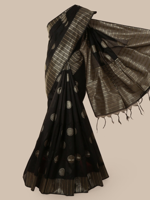 

Pothys Black Woven Design Jute Silk Saree