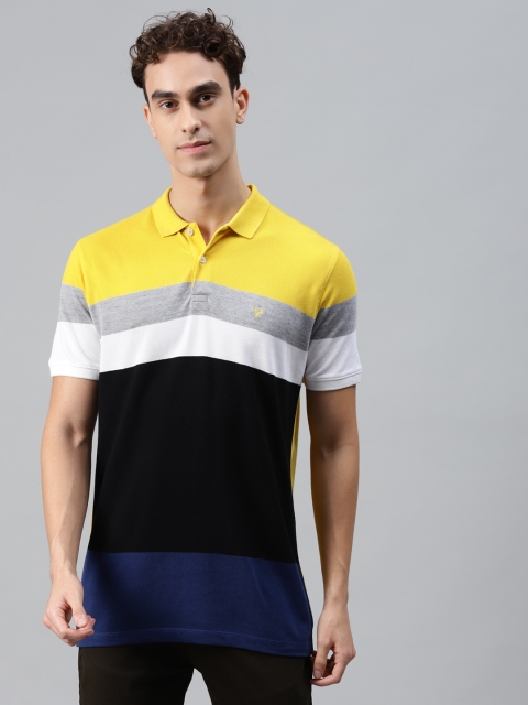 

Allen Solly Men Yellow & Black Colourblocked Polo Collar T-shirt