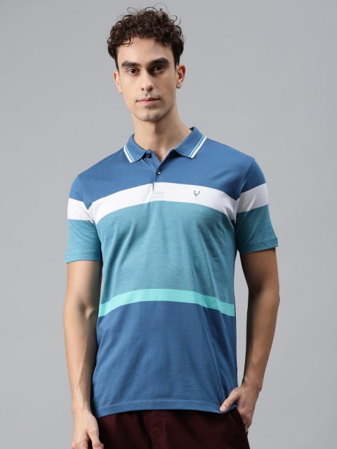 

Allen Solly Men Blue Striped Polo Collar T-shirt