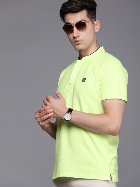 

Allen Solly Sport Men Green Mandarin Collar Pure Cotton T-shirt