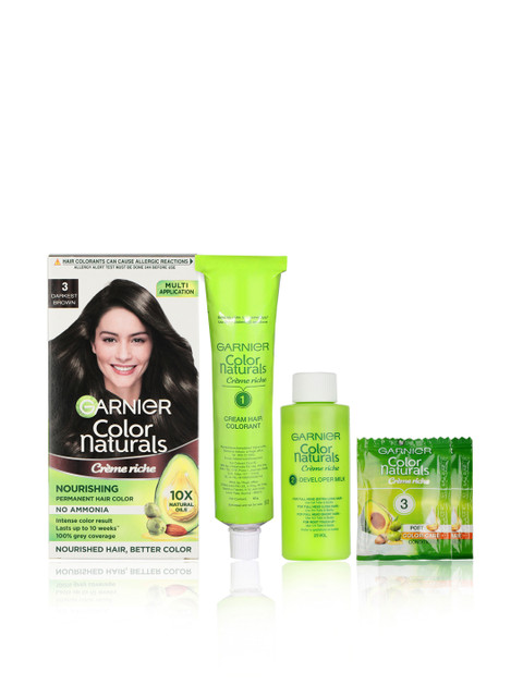 

Garnier Color Naturals Creme Hair Color & Coloring Tools - 3 Darkest Brown 70ml + 60g