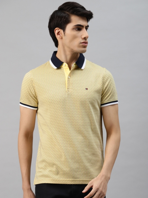 

Tommy Hilfiger Men Yellow & Red Printed Polo Collar Slim Fit T-shirt