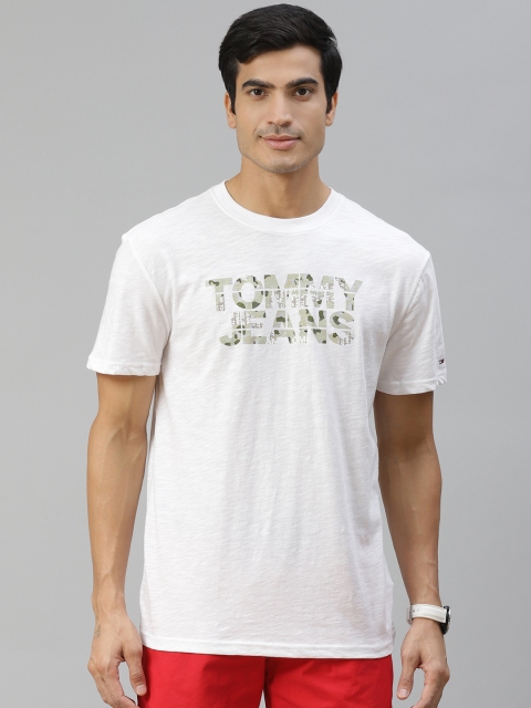 

Tommy Hilfiger Men White Organic Cotton Brand Logo Printed T-shirt