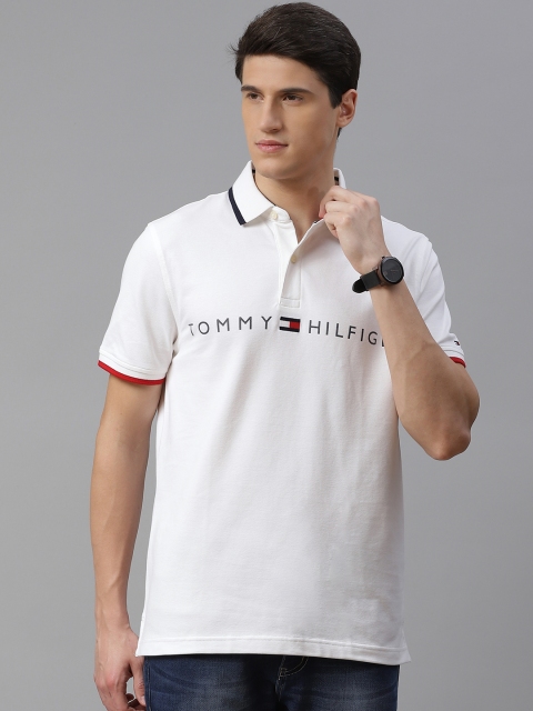 

Tommy Hilfiger Men White Brand Logo Polo Collar T-shirt