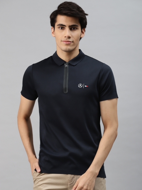 

Tommy Hilfiger Men Navy Blue Polo Collar Slim Fit Cotton T-shirt