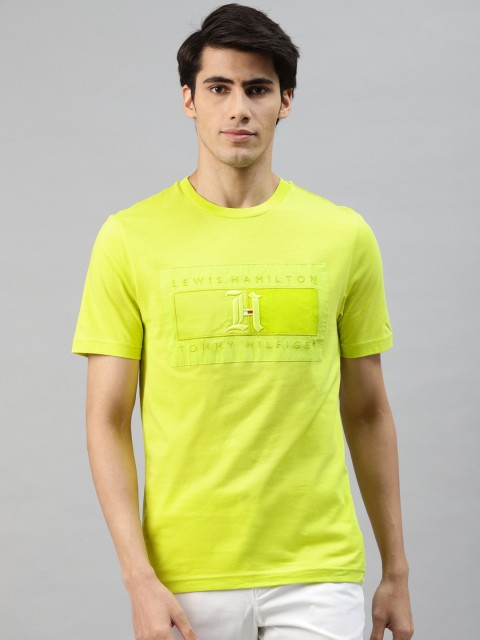 

Tommy Hilfiger Men Yellow Brand Logo Embroidered Pure Cotton T-shirt