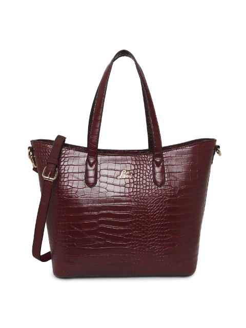 

Lavie Maroon Croc Textured Shoulder Bag