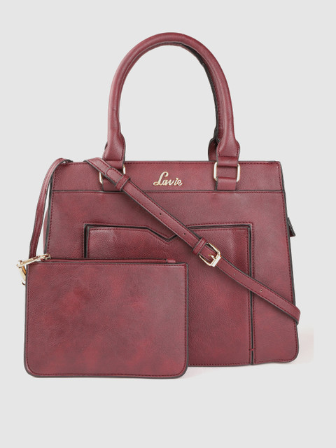 

Lavie Burgundy Solid Handheld Bag with Pouch & Detachable Sling Strap