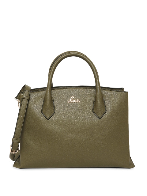 

Lavie Olive Green Solid Structured Handheld Bag