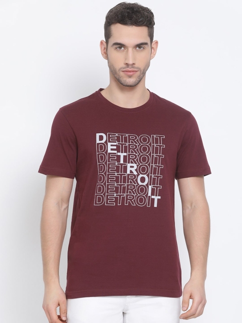 

Club York Men Maroon Printed Round Neck T-shirt
