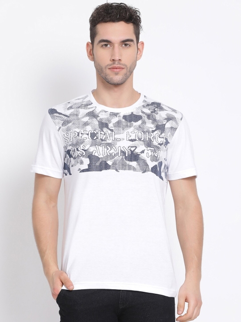 

Club York Men White Printed Round Neck T-shirt