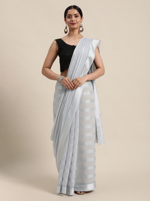 

Mitera Grey Striped Pure Georgette Saree
