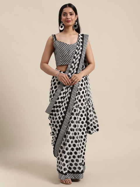 

Satrani Black & White Pure Georgette Saree