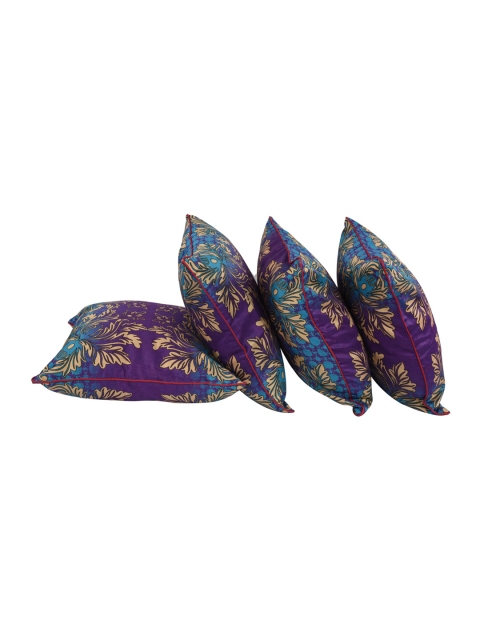 

Portico New York by Neeta Lulla Navy Set of 4 Printed 16" x 16" Square Cushion Covers, Navy blue