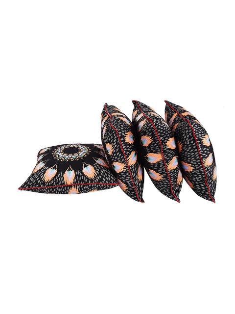 

Portico New York Black Set of 4 Printed 16"x16" Square Cushion Covers