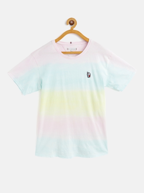 

Tommy Hilfiger Girls Blue & Pink Cotton Dyed Drop-Shoulder T-shirt