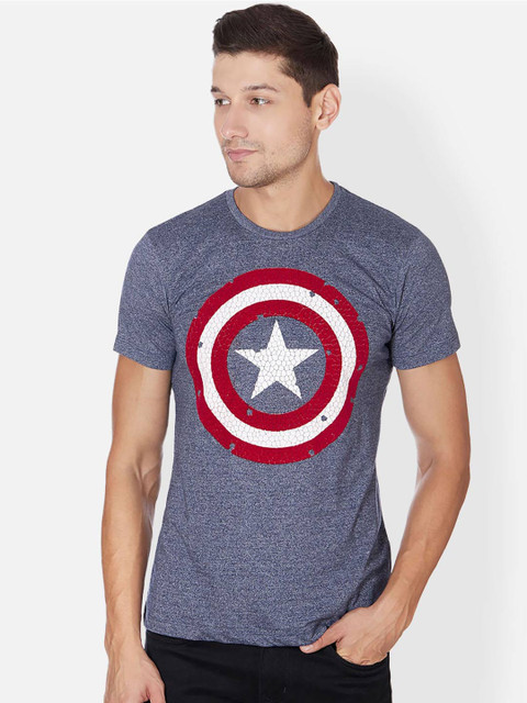 

Free Authority Men Blue Printed Captain America Round Neck T-shirt