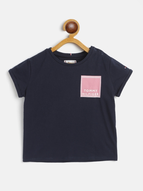

Tommy Hilfiger Girls Navy Blue Cotton Solid T-shirt