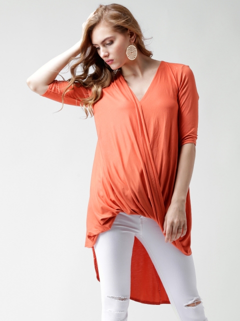 

Boohoo Orange Crossover High-Low Longline Top