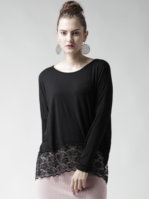 

Boohoo Black Lace Detail Top