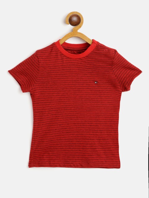 

Tommy Hilfiger Boys Red & Black Cotton Striped T-shirt