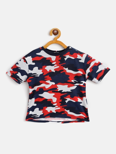 

Tommy Hilfiger Boys Navy Blue & Red Cotton Camouflage Print T-shirt