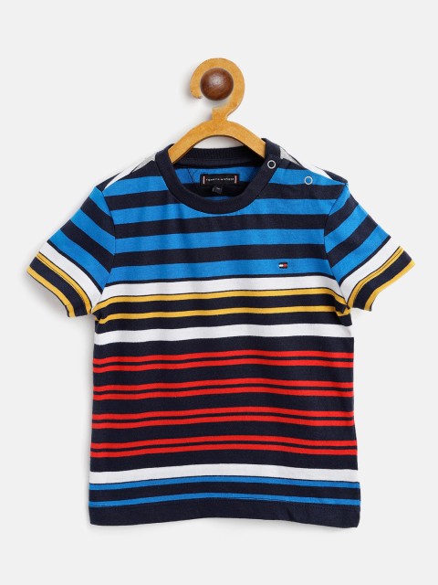 

Tommy Hilfiger Boys Blue & Red Cotton Striped T-shirt