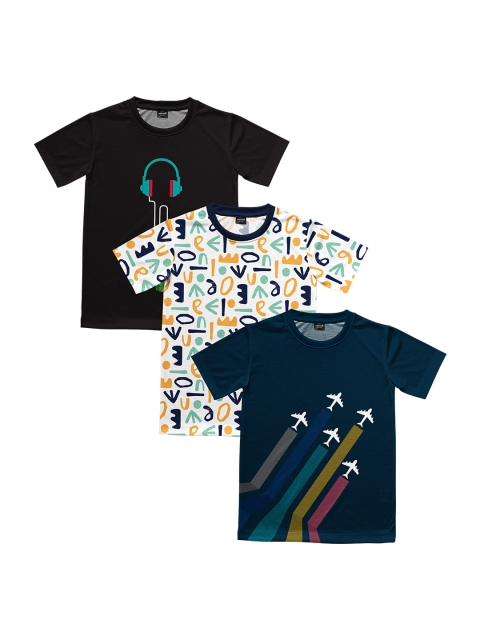 

mezmoda Boys Pack of 3 Multicoloured Printed Round Neck T-shirt, Multi