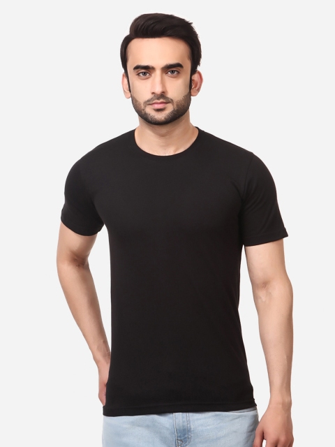 

Franco Leone Men Black Solid Round Neck Pure Cotton T-shirt