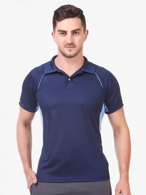 

Franco Leone Men Navy Blue Solid Polo Collar Pure Cotton T-shirt