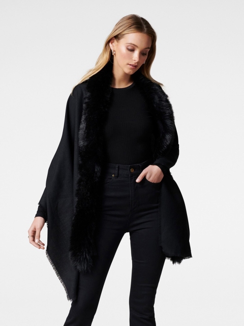 

Forever New Women Black Solid Faux Fur Scarf