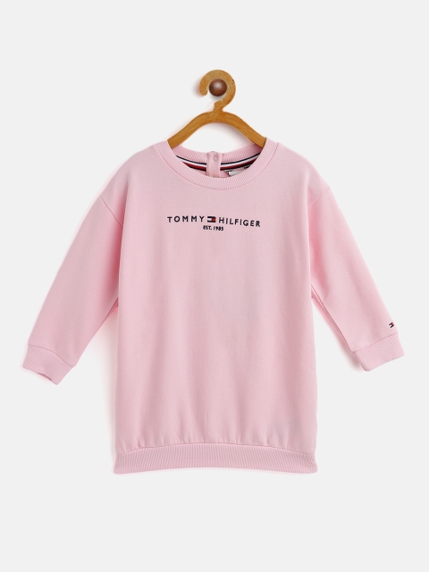 

Tommy Hilfiger Girls Pink Solid Sustainable Jumper Dress