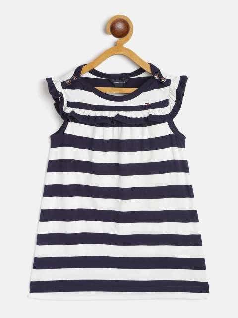 

Tommy Hilfiger Girls White & Blue Striped A-Line Dress