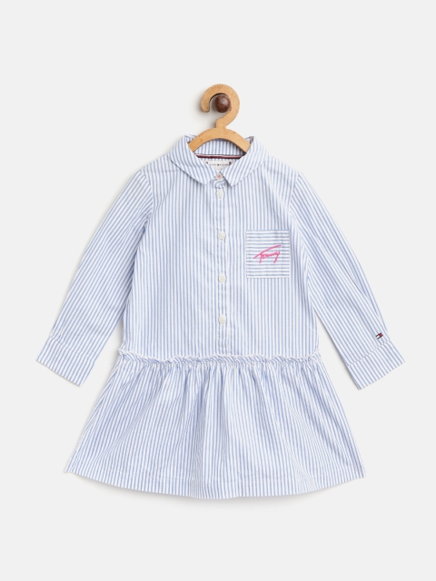 

Tommy Hilfiger Girls Blue & White Striped Cotton Shirt Dress with Briefs