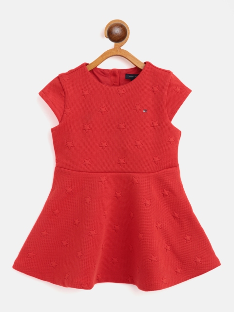 

Tommy Hilfiger Girls Red Embossed Fit & Flare Dress