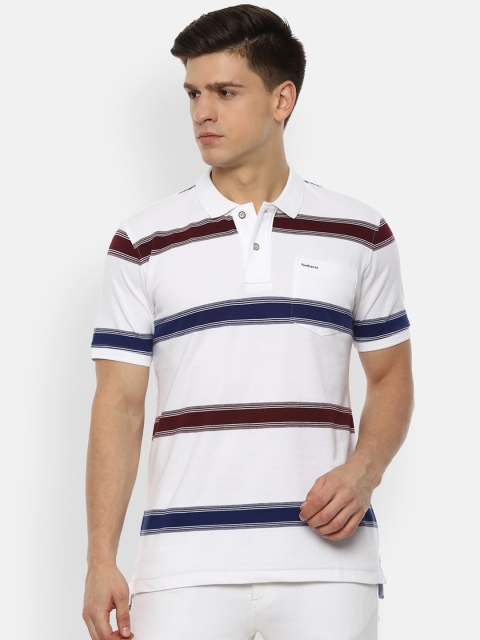 

Van Heusen Sport Men White & Black Striped Polo Collar T-shirt
