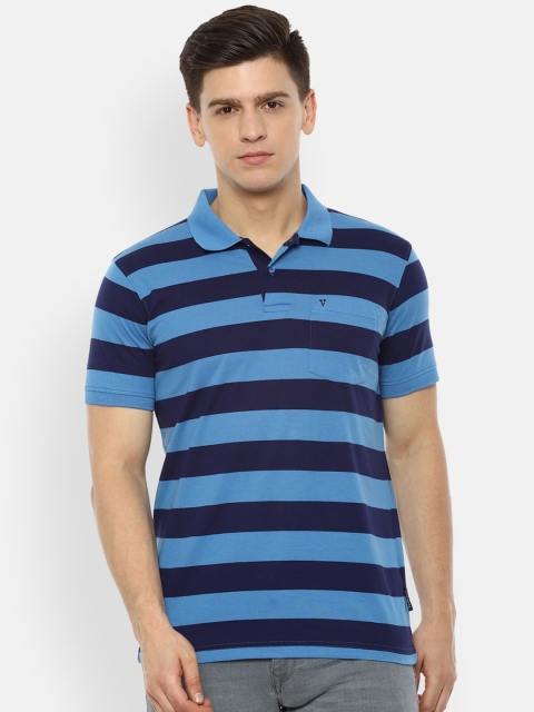 

Van Heusen Sport Men Blue Striped Polo Collar T-shirt