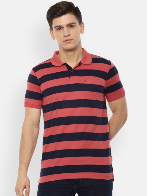 

Van Heusen Sport Men Red & Black Striped Polo Collar T-shirt